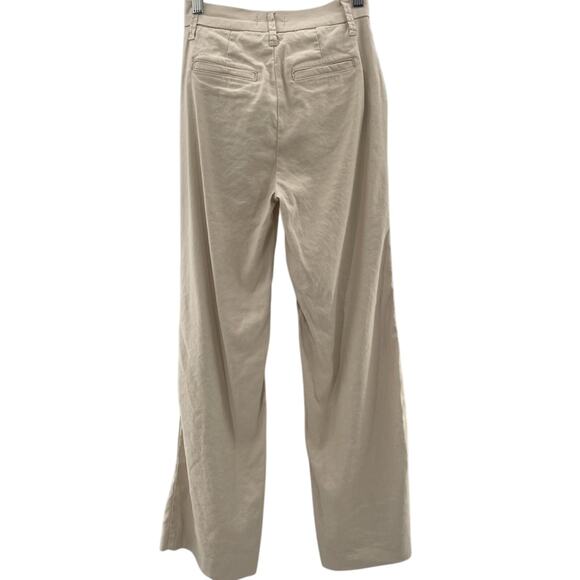 Evereve Marion Linen Blend Neutral Tone Wide Leg High Rise Trouser Pants Size 26 - Picture 10 of 14